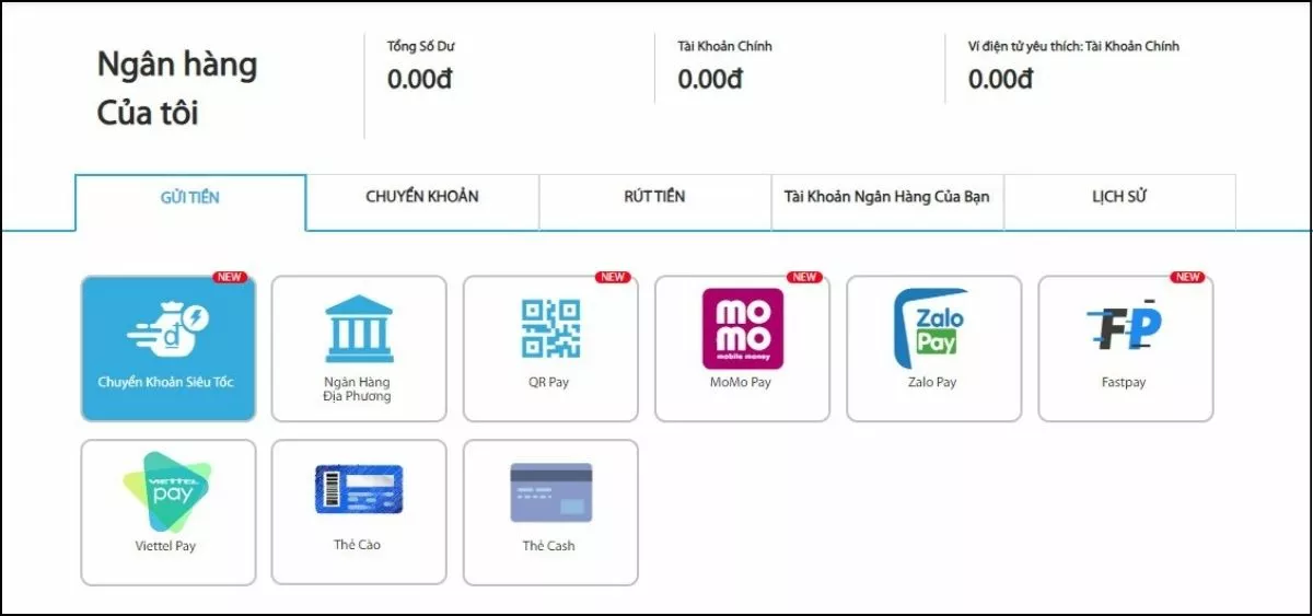 Nạp tiền Fun88 thành công trong một nốt nhạc 2 Các phương thức nạp tiền Fun88