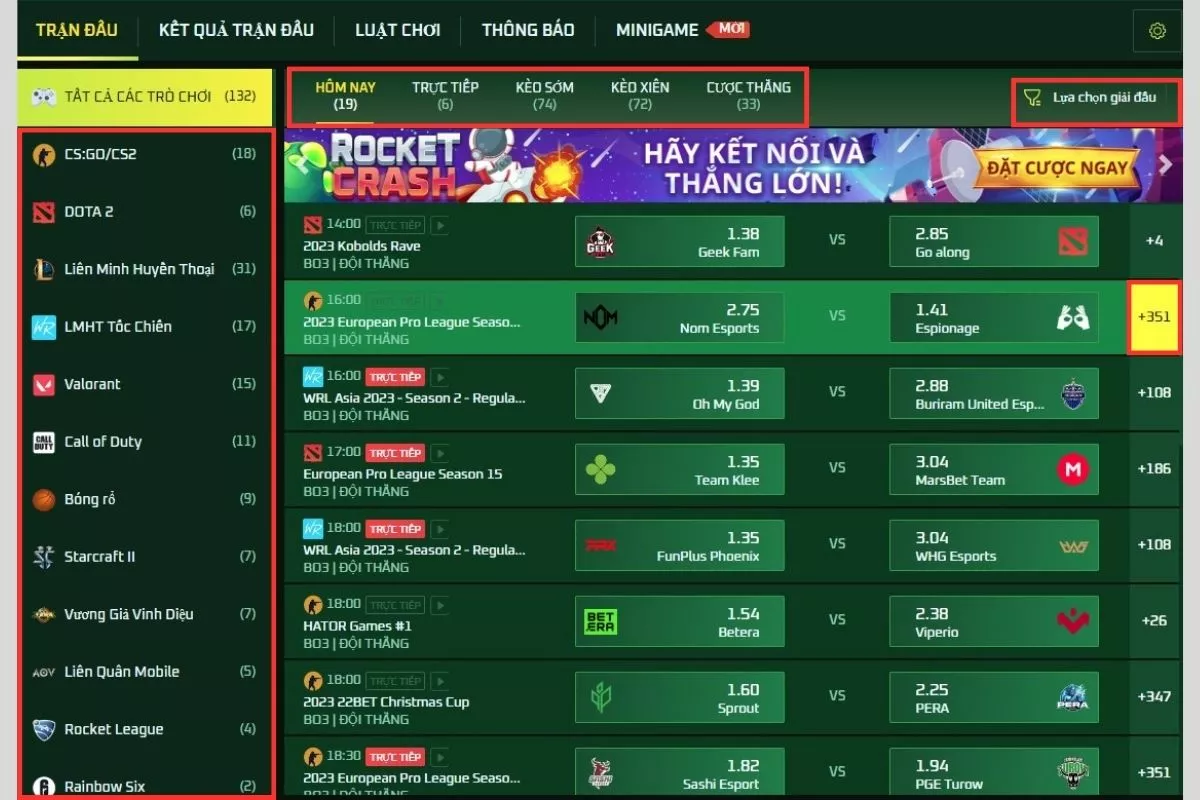 Chọn game esport Fb88 để cá cược