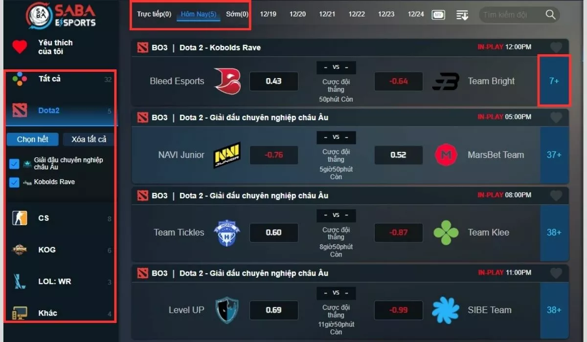 Trang Chủ 18 Chọn môn cá cược Esport và tham khảo trận đấu