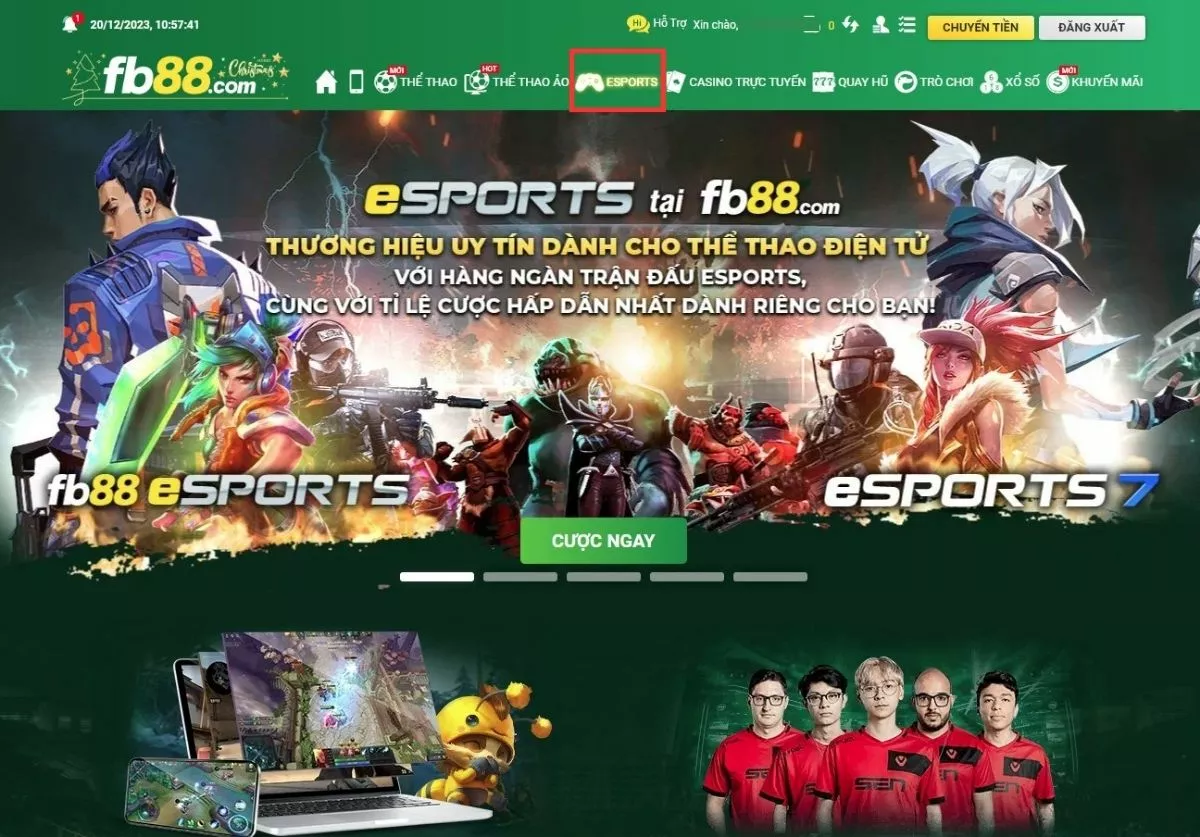 Chọn sảnh chơi cá cược esport fb88