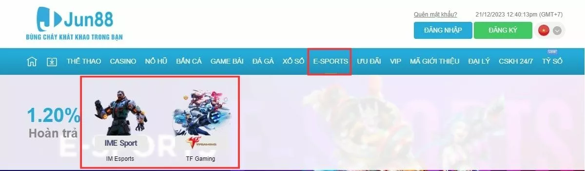 Esport Jun88 - Trang cược thể thao điện tử hàng đầu 2 Chọn sảnh chơi Esport jun88
