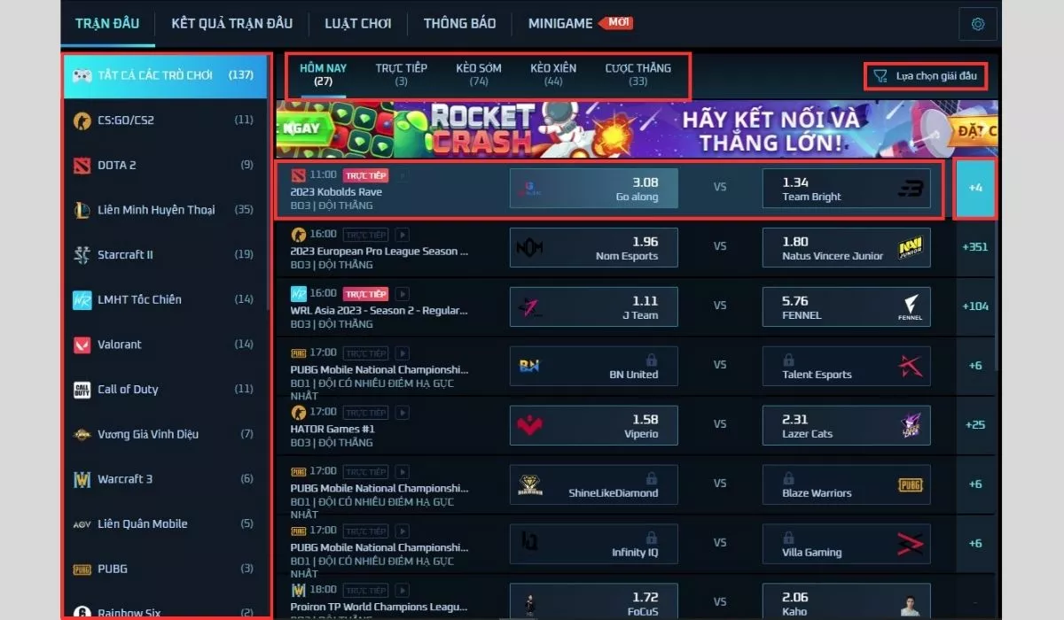 Esport Fun88 – Top 1 sân chơi cá cược thể thao điện tử 3 Chọn trò chơi Esport Fun88 tham khảo trận đấu