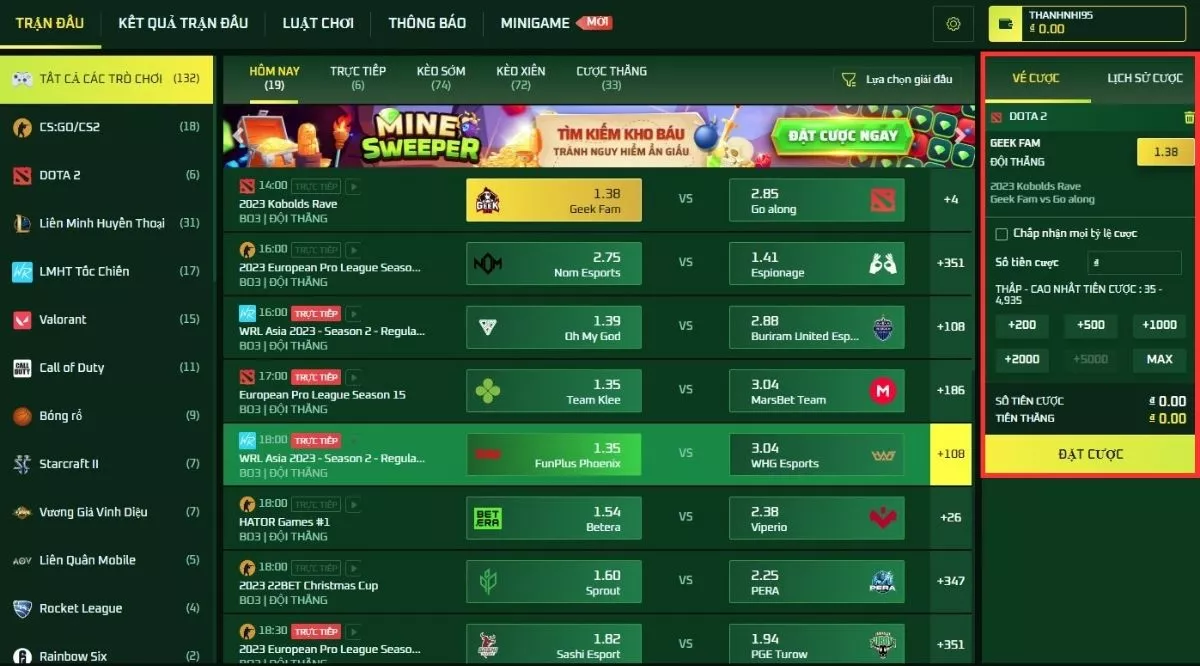 Đặt cược Esport Fb88