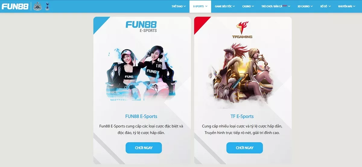 Esport Fun88 – Top 1 sân chơi cá cược thể thao điện tử 6 Giao diện Fun88 Esport thiết kế dễ nhìn