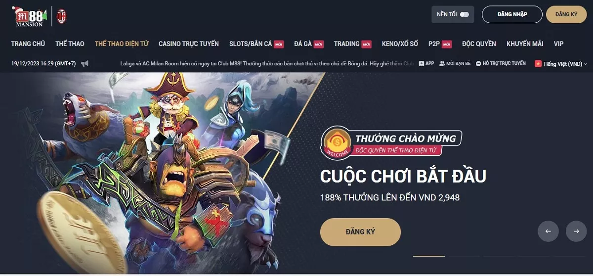 Thể thao điện tử M88 - Trang cá cược Esport M88 top đầu Châu Á 6 Giao diện trang Esport M88