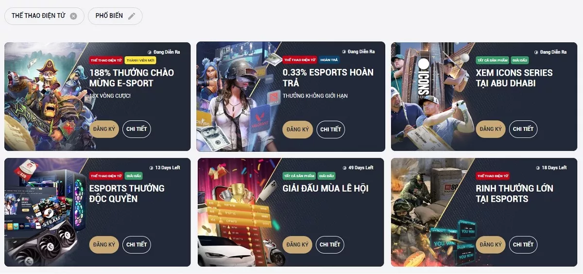 Trang Chủ 15 Khuyến mãi Esport hấp dẫn