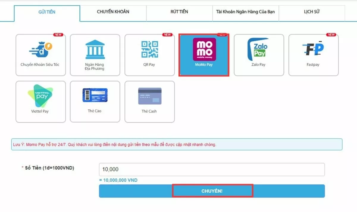 Nạp tiền Fun88 thành công trong một nốt nhạc 6 Nạp tiền Fun88 qua ví momo
