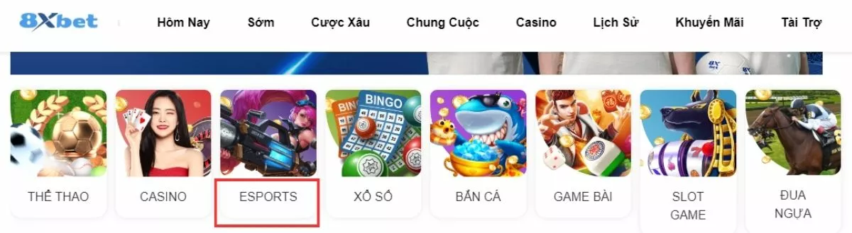 Truy cập vào trang Esport 8xbet