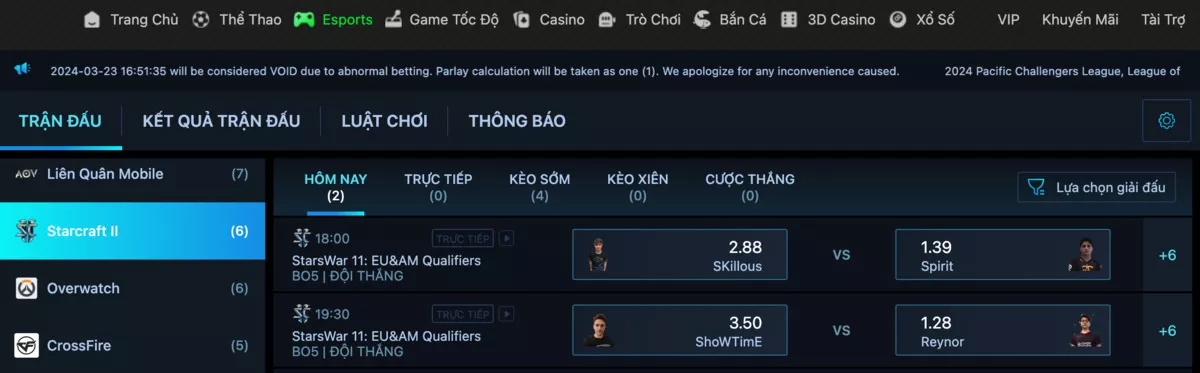 Cá Cược StarCraft 2: Cách đặt cược và kiếm tiền từ trò chơi StarCraft II 5 Chọn sảnh chơi và game cá cược StarCraft 2