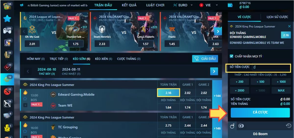 Vương Giả Vinh Diệu 8xBet - Cá cược dễ dàng ăn thưởng hấp dẫn 5 Đặt cược Vương Giả Vinh Diệu 8xBet